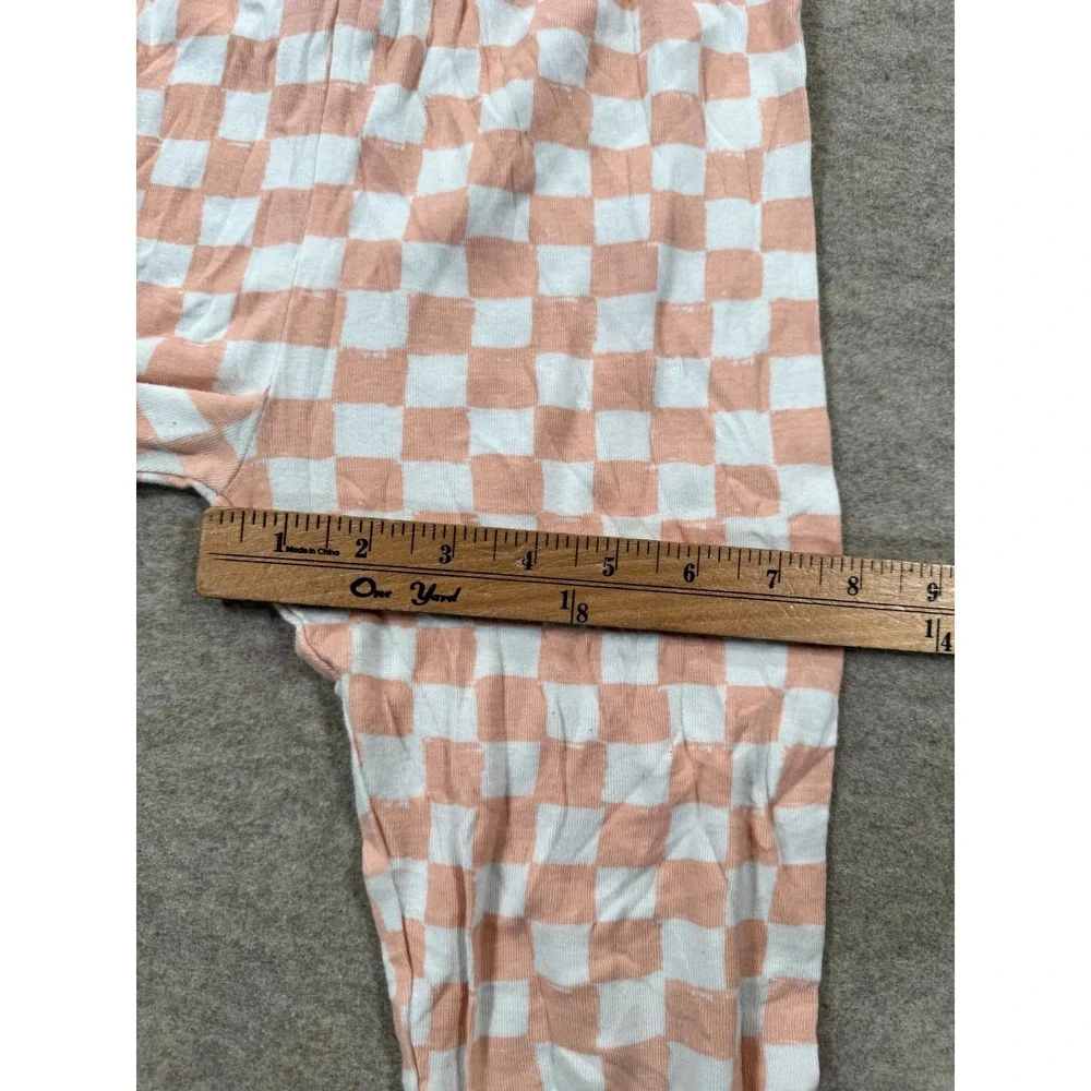 Carter's Pajama Pants Girls 12/12A Peach White Checkered Casual Mid Rise Pull On